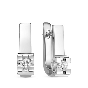 Серьги из белого золота с бриллиантом