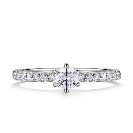 Кольцо помолвочное из белого золота с бриллиантами