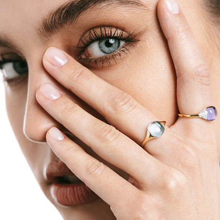 Кольцо из желтого золота с аметистом, бриллиантами