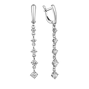 Серьги с английским замком из белого золота с бриллиантом