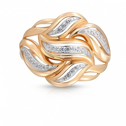 Кольцо из красного золота с фианитом