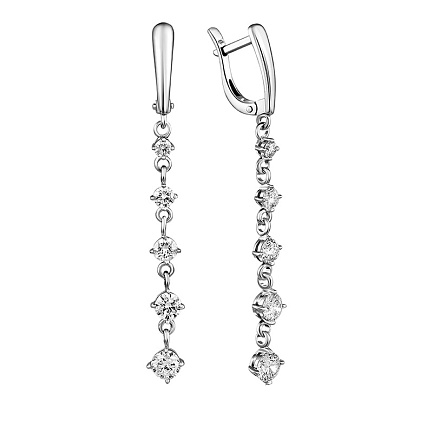 Серьги с английским замком из белого золота с бриллиантами