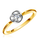 Кольцо из желтого золота с фианитами Сваровски