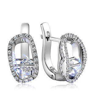 Серьги с английским замком из белого золота с бриллиантом