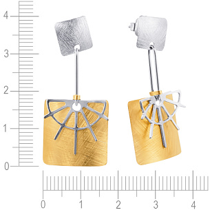 Пусеты из серебра с кальцитом и агатом