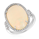 Кольцо из белого золота с бриллиантами, опалом