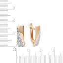 Серьги с английским замком из красного золота с фианитом