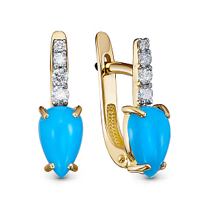 Серьги из желтого золота с бриллиантом