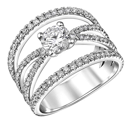 Кольцо из белого золота с бриллиантами