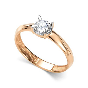 Кольцо из красного золота с бриллиантом