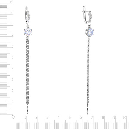 Серьги из серебра с фианитом