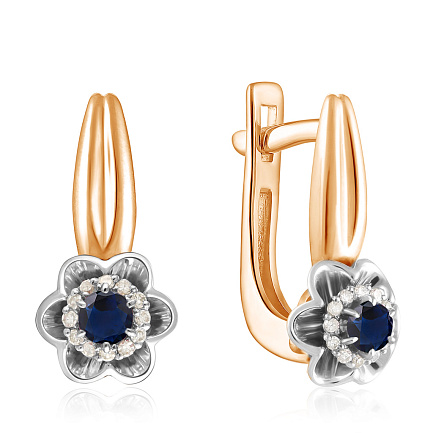 Серьги с английским замком из красного золота с бриллиантами