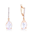 Серьги с английским замком из красного золота с фианитами