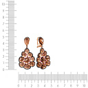 Серьги из красного золота с бриллиантами, раухтопазами