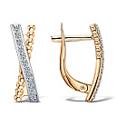 Серьги с английским замком из красного золота с фианитами