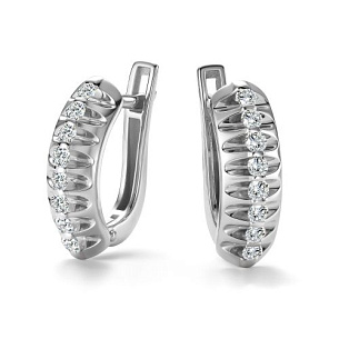 Серьги с английским замком из белого золота с бриллиантами