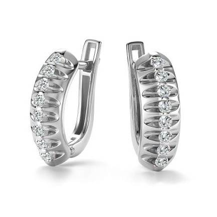 Серьги с английским замком из белого золота с бриллиантами