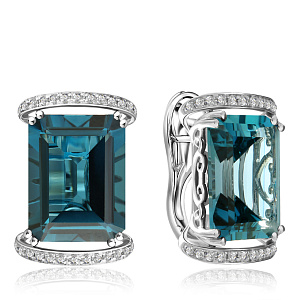 Серьги с английским замком из белого золота с бриллиантами