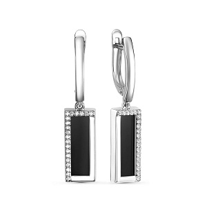 Серьги с английским замком из серебра с фианитами