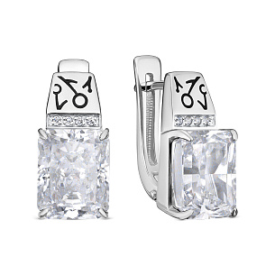 Серьги с английским замком из серебра с фианитами