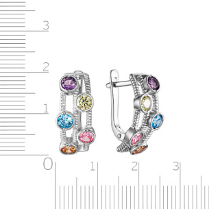 Серьги с английским замком из серебра с фианитом