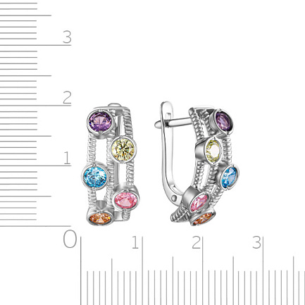 Серьги с английским замком из серебра с фианитом