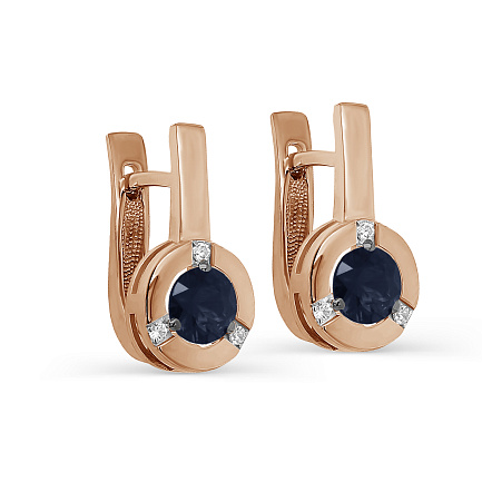 Серьги с английским замком из красного золота с бриллиантами