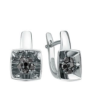 Серьги из белого золота с бриллиантом