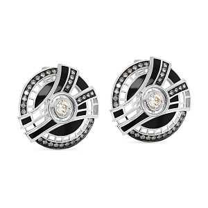 Серьги с английским замком из белого золота с бриллиантами