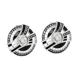 Серьги с английским замком из белого золота с бриллиантом