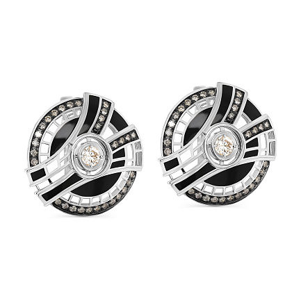 Серьги с английским замком из белого золота с бриллиантами