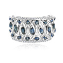 Кольцо из белого золота с бриллиантами, сапфирами