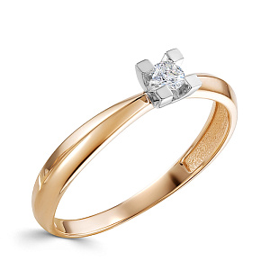 Кольцо из красного золота с бриллиантом