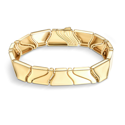 Браслет жесткий из серебра с позолотой