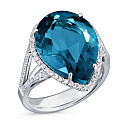 Кольцо из белого золота с бриллиантами, топазом