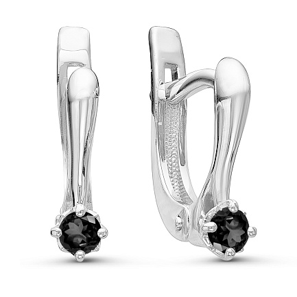 Серьги с английским замком из белого золота с бриллиантами