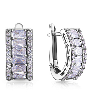 Серьги с английским замком из серебра с фианитом