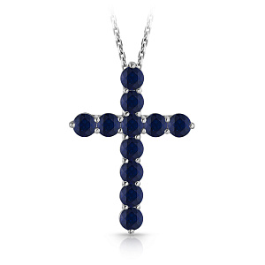 Колье из белого золота с сапфирами, плетение якорное