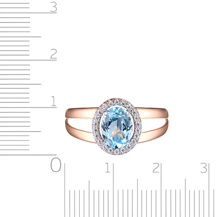 Кольцо из красного золота с топазом, фианитом