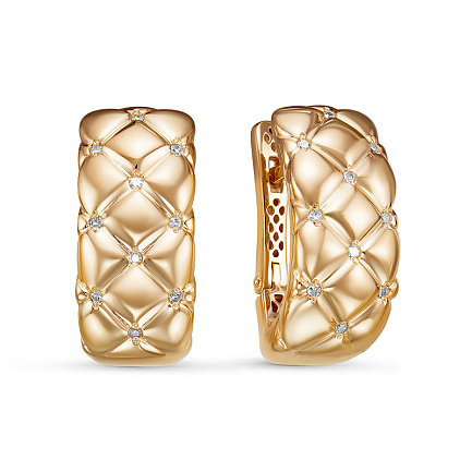 Серьги с английским замком из красного золота с бриллиантами