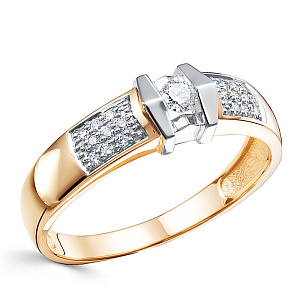 Кольцо из красного золота с бриллиантами