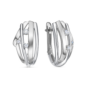 Серьги из белого золота с бриллиантом