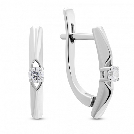 Серьги с английским замком из белого золота с бриллиантами