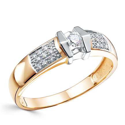 Кольцо из красного золота с бриллиантами