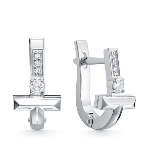 Серьги из белого золота с бриллиантом