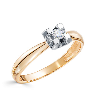 Кольцо из красного золота с бриллиантом