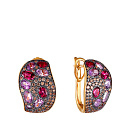 Серьги с английским замком из желтого золота с бриллиантами