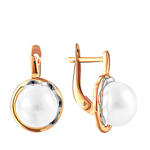 Серьги из красного золота с жемчугом