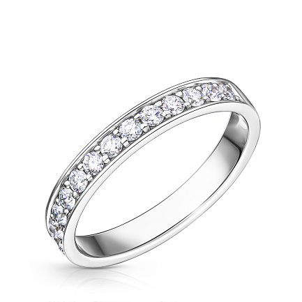 Кольцо обручальное из белого золота с бриллиантами