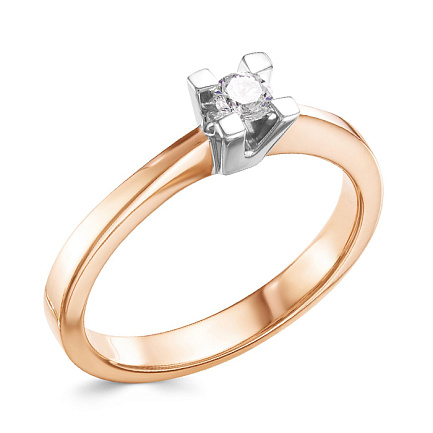 Кольцо из красного золота с бриллиантом